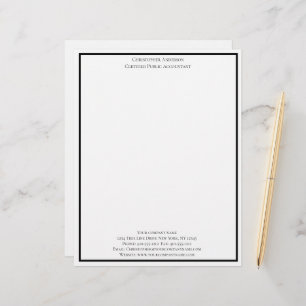 Black White Professional Business Personalized Letterhead