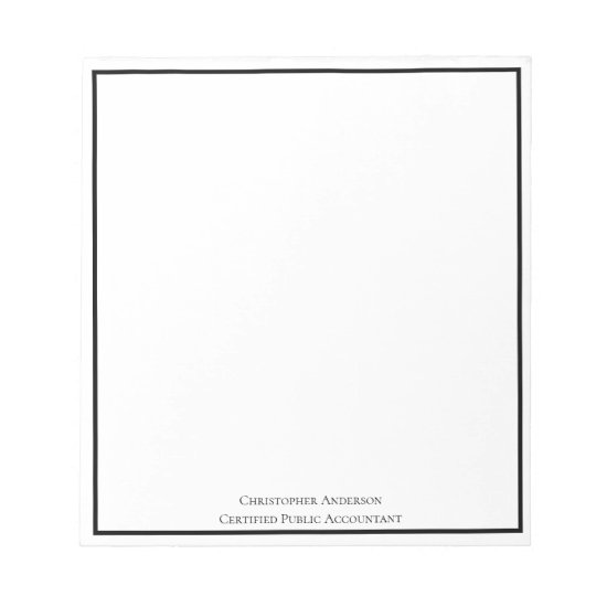 Black White Professional Business Personalized  Notepad