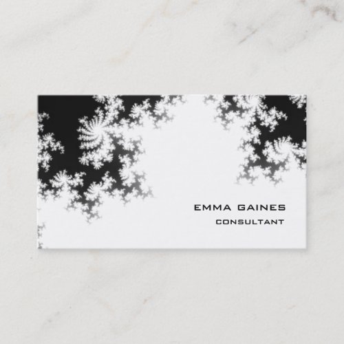 Black White Professional Floral Pattern Trendy Business Card