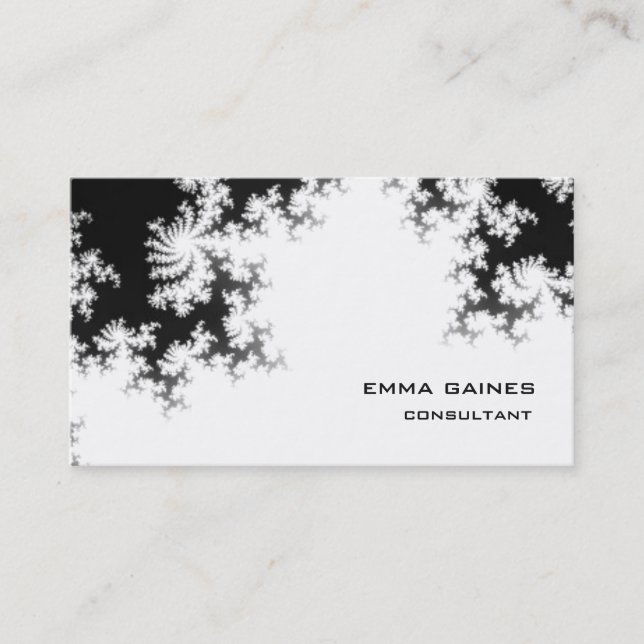 Black White Professional Floral Pattern Trendy Business Card (Front)