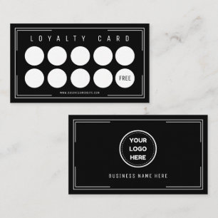 Black White Professional Formal Business Logo Loyalty Card