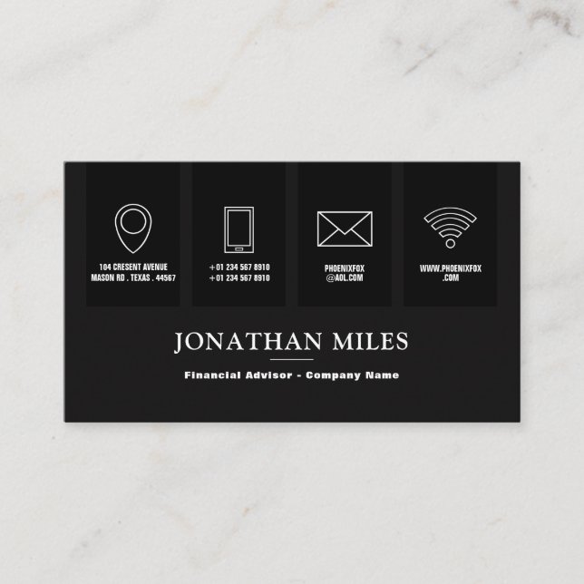Black & White Professional Icon Business Card (Front)