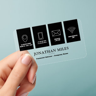 Black & White Professional Icon Clear Business Cards