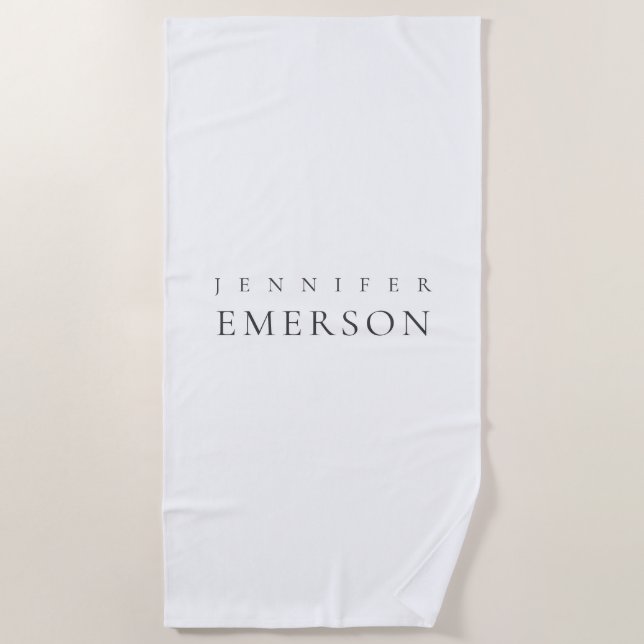 Black white professional minimalist modern plain  beach towel (Front)