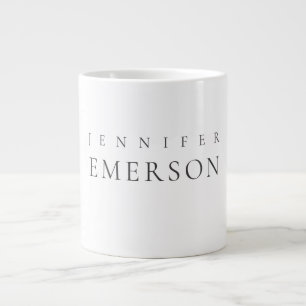Black white professional minimalist modern plain giant coffee mug