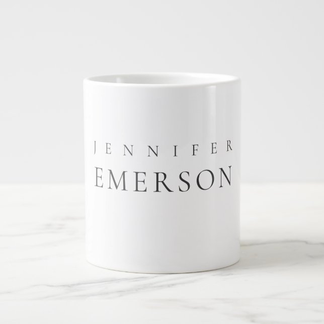 Black white professional minimalist modern plain  giant coffee mug (Front)