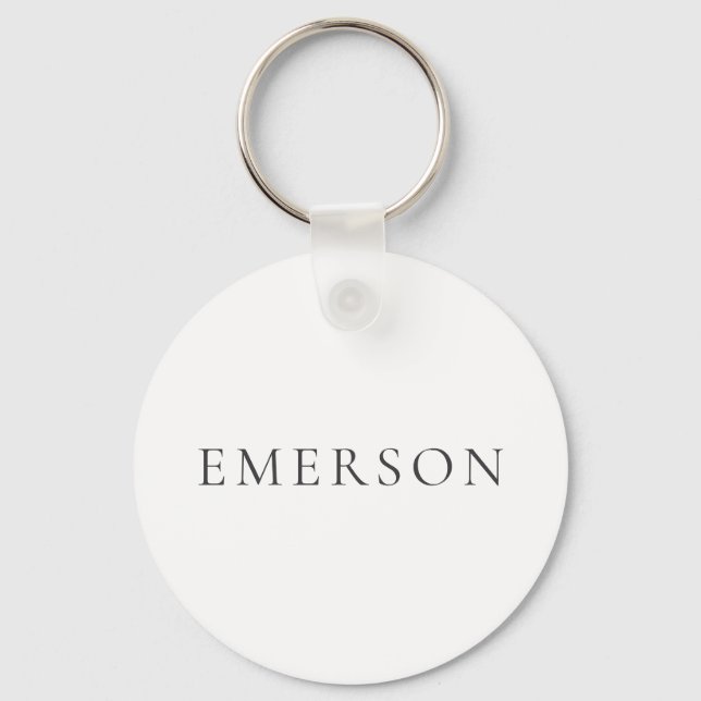 Black white professional minimalist modern plain  keychain (Front)