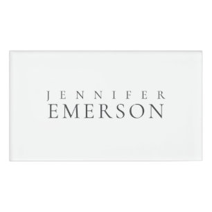Black white professional minimalist modern plain  name tag