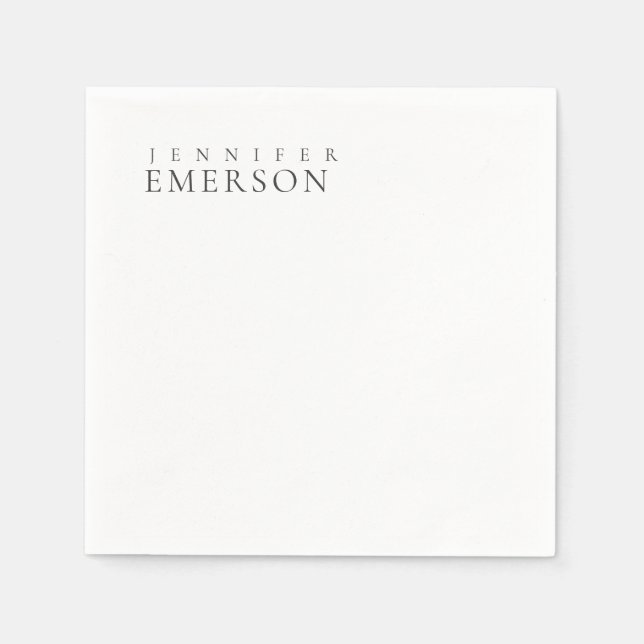 Black white professional minimalist modern plain  napkins (Front)