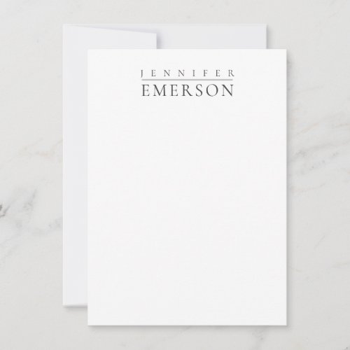 Black white professional minimalist modern plain  note card