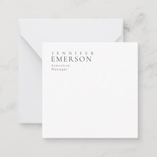 Black white professional minimalist modern plain  note card (Front)