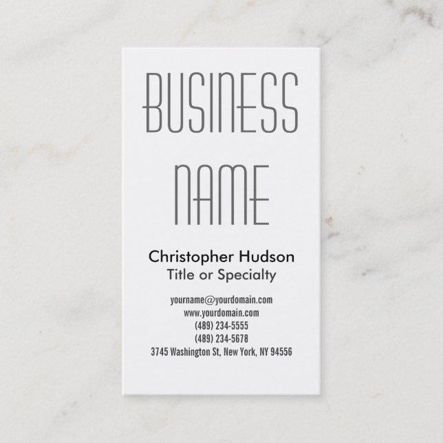 Black White Professional Plain Business Card (Front)