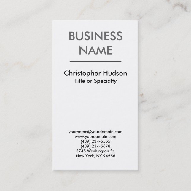 Black White Professional Plain Business Card (Front)