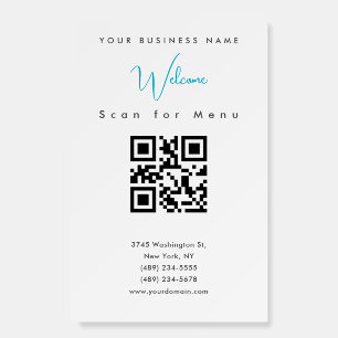 Black White Professional Scannable QR Code Menu Foam Board