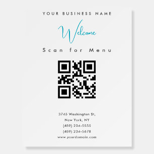 Black White Professional Scannable QR Code Menu Foam Board