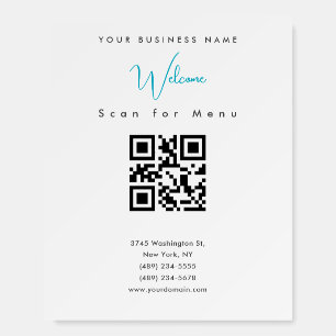 Black White Professional Scannable QR Code Menu Foam Board