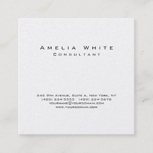 Black White Professional Stylish Minimalist Modern Square Business Card