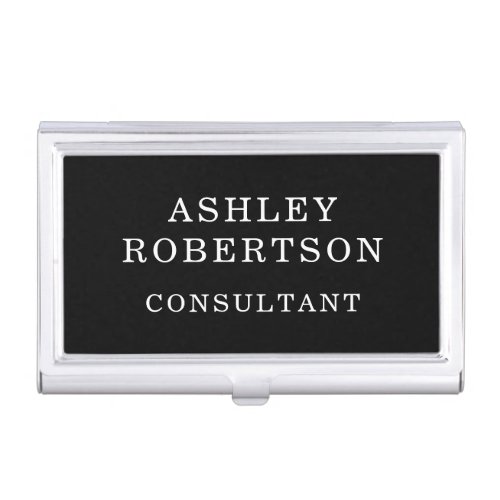 Black White Professional Stylish Trendy Minimalist Business Card Case