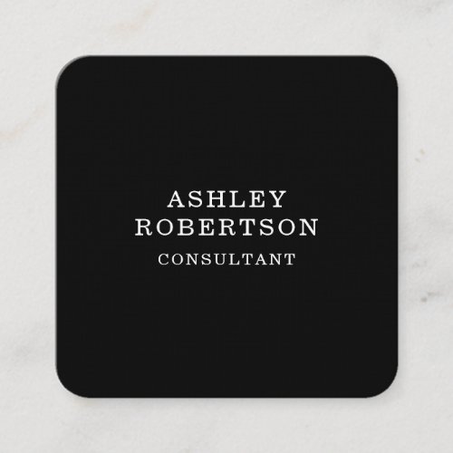 Black White Professional Stylish Trendy Minimalist Square Business Card