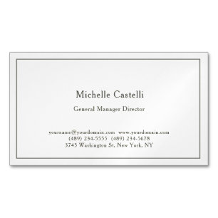 Black White Professional Unique Classical Simple Business Card Magnet