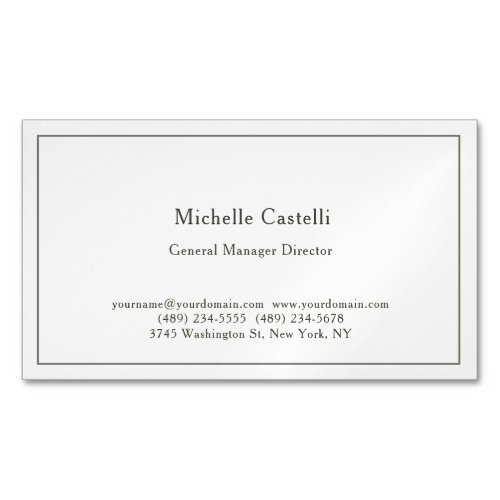 Black White Professional Unique Classical Simple Business Card Magnet