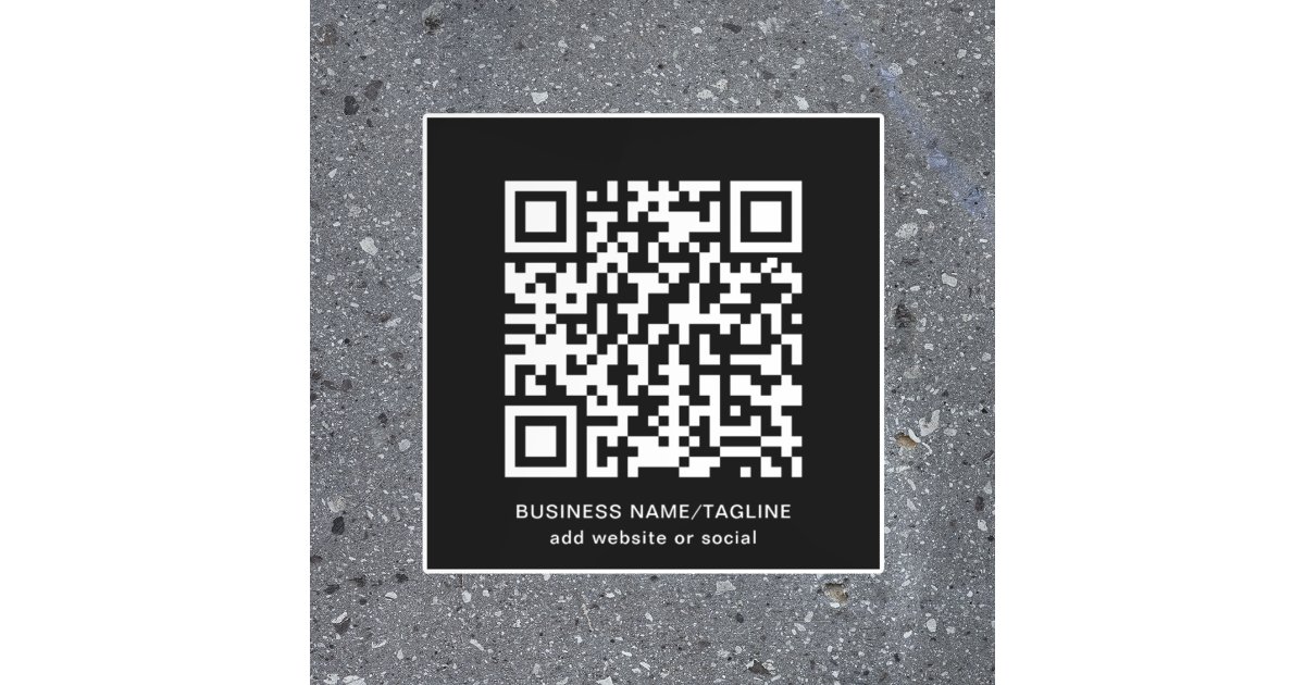 Black & White Promotional l QR Code & Text Floor Decals | Zazzle