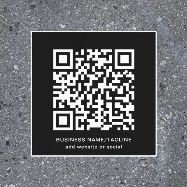 Black & White Promotional l QR Code & Text Floor Decals | Zazzle