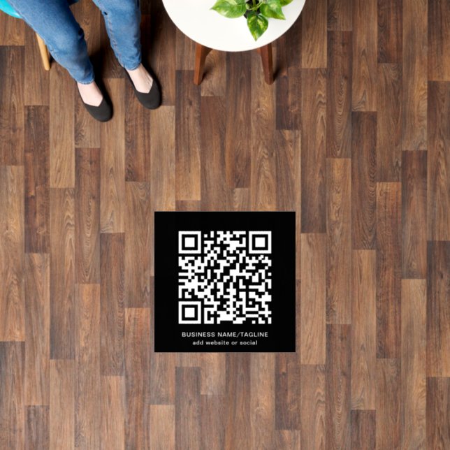 Black & White Promotional l QR Code & Text  Floor Decals (Floor)