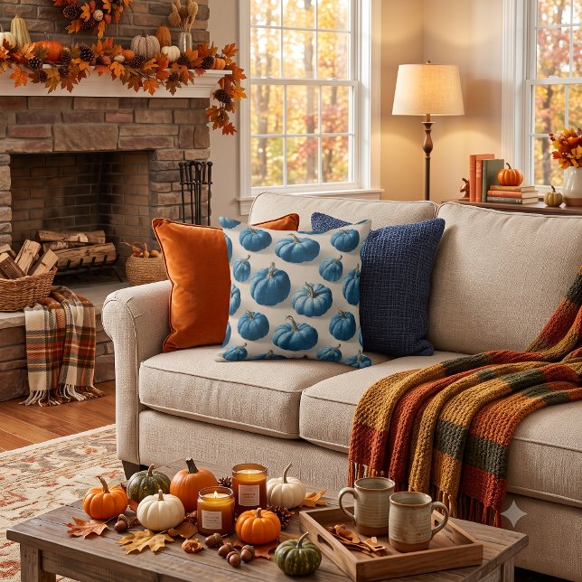 Black & White Pumpkin Fall Design Throw Pillow (Creator Uploaded)