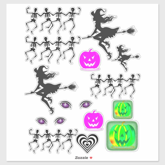 black/white pumpkins halloween set sticker (Sheet)