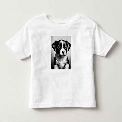 Black White Puppy Toddler T_shirt