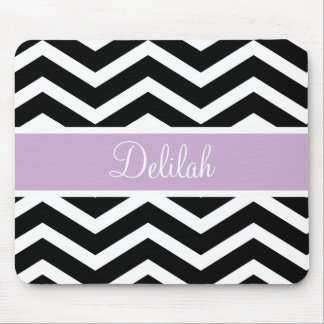 Black White Purple Chevron Custom Mouse Pad