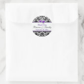 Black White Purple Damask 1.5" Wedding Sticker (Bag)