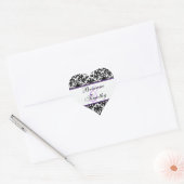 Black White Purple Damask 1.5" Wedding Sticker (Envelope)