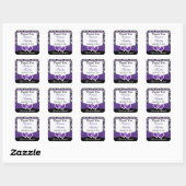 Black White Purple Damask 1.5" Wedding Sticker 3 (Sheet)