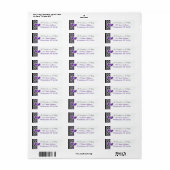 Black White Purple Damask Hearts Address Label (Full Sheet)