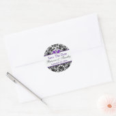 Black White Purple Damask Save The Date Sticker (Envelope)