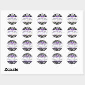 Black White Purple Damask Save The Date Sticker (Sheet)