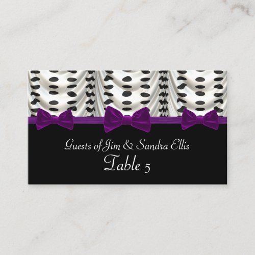 Black White Purple Draped Polka Dots Table Business Card Templates