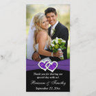 Black White Purple Joined Hearts Wedding Photocard