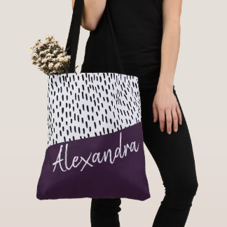 Black White Purple Modern Personalized Tote Bag