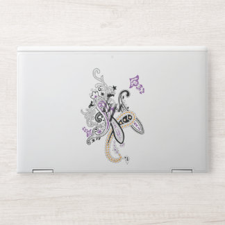 Black White Purple Orange Ornate Paisley HP Laptop Skin