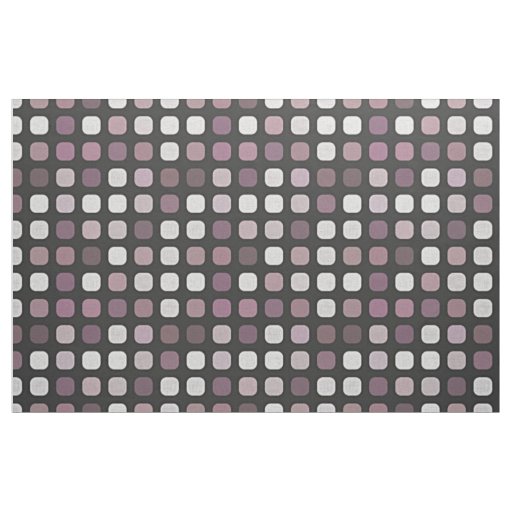 Black White Purple Retro Round Squares Art Pattern Fabric