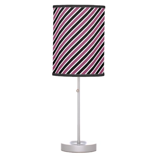 Black White Purple Stripes Table Lamp