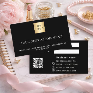 Black white QR business logo appointment card