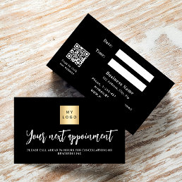 Black white QR business logo appointment card