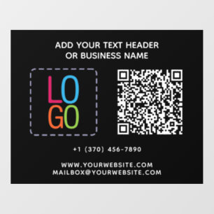 Black White QR Code Business Company Simple Text Wall Decal
