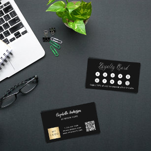 Black white qr code corporate logo loyalty card