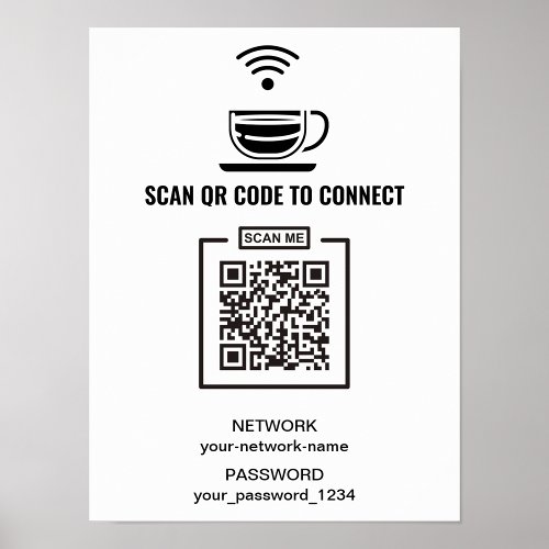Black  White QR Code l Internet Password access  Poster