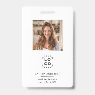 Black white QR code modern minimal photo abstract Badge